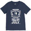 Never Underestimate Old Man Who Was Born July V-Neck Tee