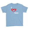i love heart bass guitar music Youth Tee