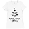 keep calm and gangnam style black t shirt Ladies Fitted T-Shirt