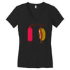 what up dog ketchup hot dog Women's V-Neck T-Shirt