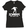 zombies only want a hug bad taste haloween zombie pop culture gift Ladies Fitted T-Shirt