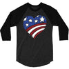 disstressed america flag heart 3/4 Sleeve Shirt