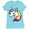 rainbow unicorn Ladies Fitted T-Shirt