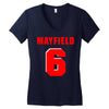 baker mayfield new jersey number Women's V-Neck T-Shirt