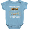 november  girl is a perfect combination of princess and warrior Baby Bodysuit