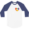 Rainbow Equality Heart 3/4 Sleeve Shirt