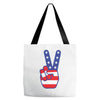 Peace Sign Hand Tote Bags