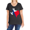 Eroded Texas Map With Flag Ladies Curvy T-Shirt