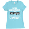never underestimate an old man who was born in january Ladies Fitted T-Shirt