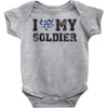 i love my soldier navy camouflage Baby Bodysuit