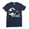 Great White Wave Shark Ladies Fitted T-Shirt