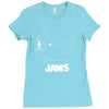 jaws chalk board movie licensed cotton blend adult Ladies Fitted T-Shirt