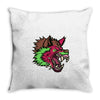 pink punk wolf Throw Pillow