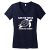 save the turtle Women's V-Neck T-Shirt