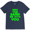 gym gains fitness slogan V-Neck Tee