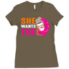 She Wants The D - Dunkin Donuts Ladies Fitted T-Shirt