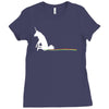 unicorn scooting on the floor Ladies Fitted T-Shirt