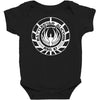 battlestar galactica distressed badge Baby Bodysuit