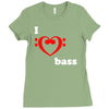 i love heart bass guitar music Ladies Fitted T-Shirt