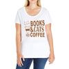 books and cats and coffee Ladies Curvy T-Shirt