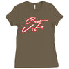 c'est la vie neon slogan Ladies Fitted T-Shirt