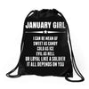 Super January Girl Drawstring Bags