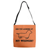are you looking at my weiner t shirt funny dog wiener dachshund s m l Adjustable Strap Totes
