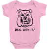 deal with it angry pitbul Baby Onesie