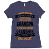 Super Cool Grandpa Of A Freaking Awesome Grandson Ladies Fitted T-Shirt