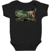 dinosaur attack Baby Bodysuit