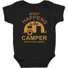 what happens in camper stays in camper vintage style camp funny Baby Bodysuit