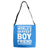 world's okayest boyfriend couple love funny Adjustable Strap Totes