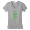 Keep Calm and Run On Green Women's V-Neck T-Shirt