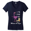 mama &amp; pizza dinasour. Women's V-Neck T-Shirt