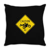 motorcycle caution sign Throw Pillow