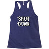 shut down slogan Racerback Tank