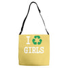 i recycle girls slogan text funny baseball jersey Adjustable Strap Totes