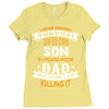 Super Cool Son Of A Freaking Awesome Dad Ladies Fitted T-Shirt