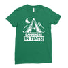 white ink camping is in tents funny Ladies Fitted T-Shirt
