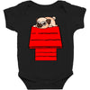 snoopy parody pug w Baby Bodysuit