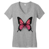 breast cancer butterfly Women's V-Neck T-Shirt
