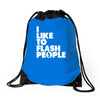 i like to flash people Drawstring Bags