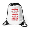 horror movies, pizza and beer Drawstring Bags