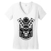 samurai skull Women's V-Neck T-Shirt