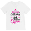 Celebrating With the 8th Birthday Queen V-Neck Tee