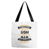 Super Cool Son Of A Freaking Awesome Mom Tote Bags