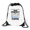 awesome poppa Drawstring Bags