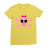 fummy pink skull long sleeve Ladies Fitted T-Shirt
