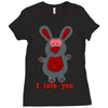 i love you bunny hare rabbit cupid couple kiss fun Ladies Fitted T-Shirt
