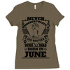 Never Underestimate Dog Rescuer Who Was Born June Ladies Fitted T-Shirt